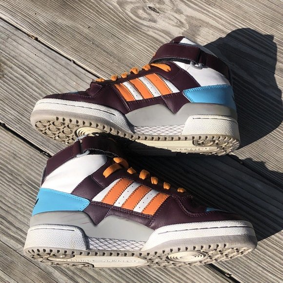 Adidas Mi Custom Forum Mid Size Womens 8.0 Medium Fit Wine Orange Sky Blue (G6) - Picture 7 of 12